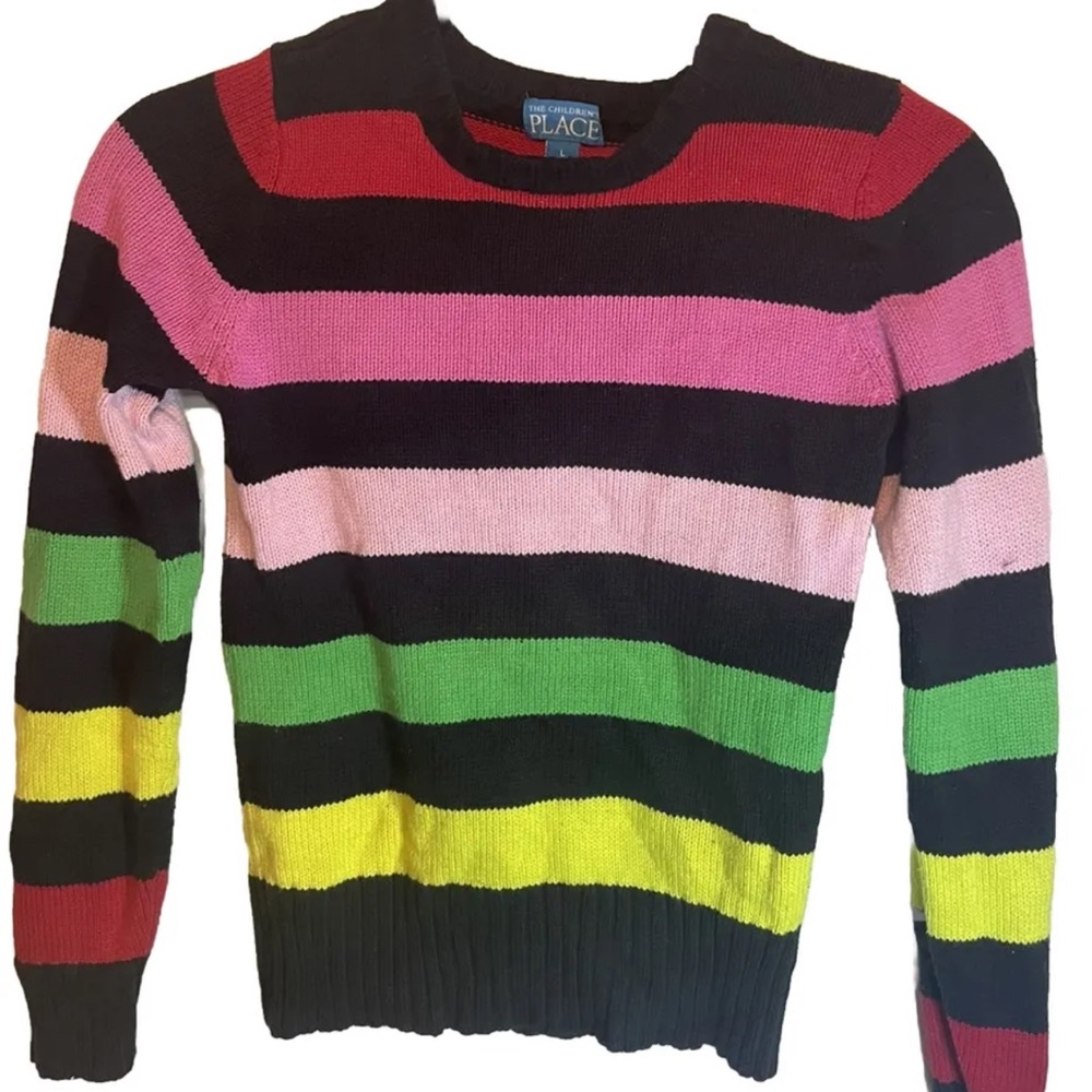 The childrens place rainbow multi color sweater pullover girls  L ,10 A 12